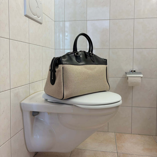 Black Leather Travel Handbag With Silver Hardware By Fortybag